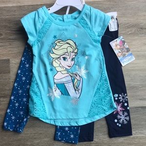NWT Disney Frozen Elsa Tee and Leggings Set